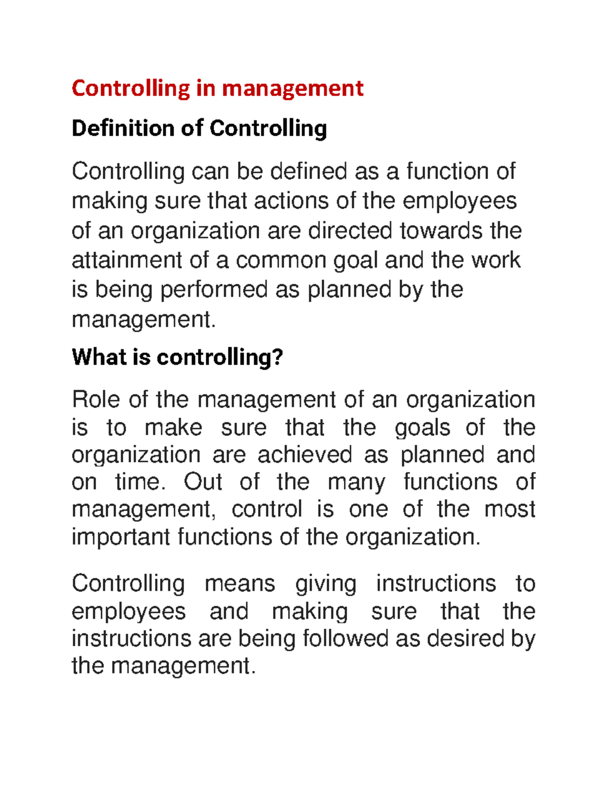 What Does The Word Controlling Means