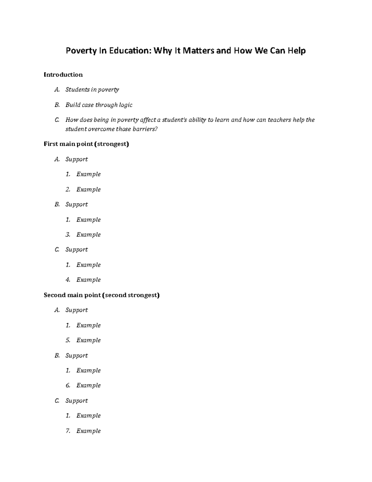 research paper outline poverty