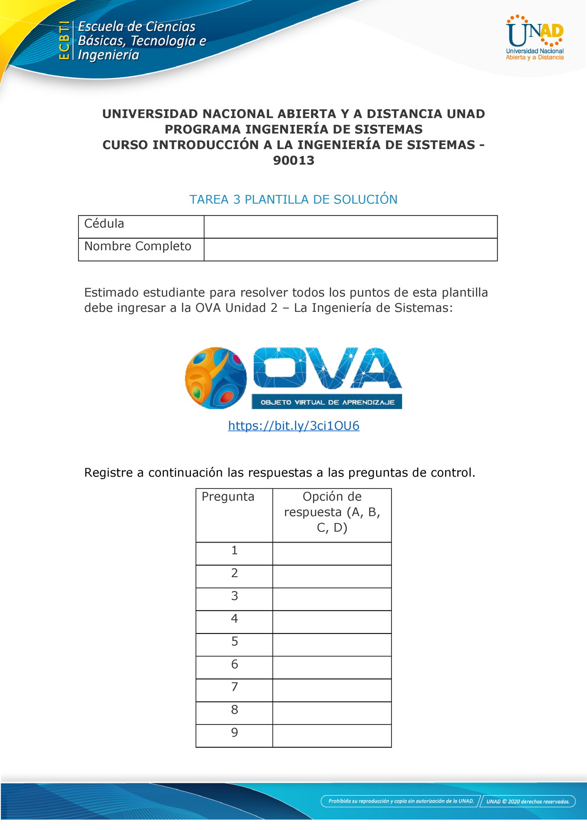 Tarea 3 Plantilla De Solución - UNIVERSIDAD NACIONAL ABIERTA Y A ...