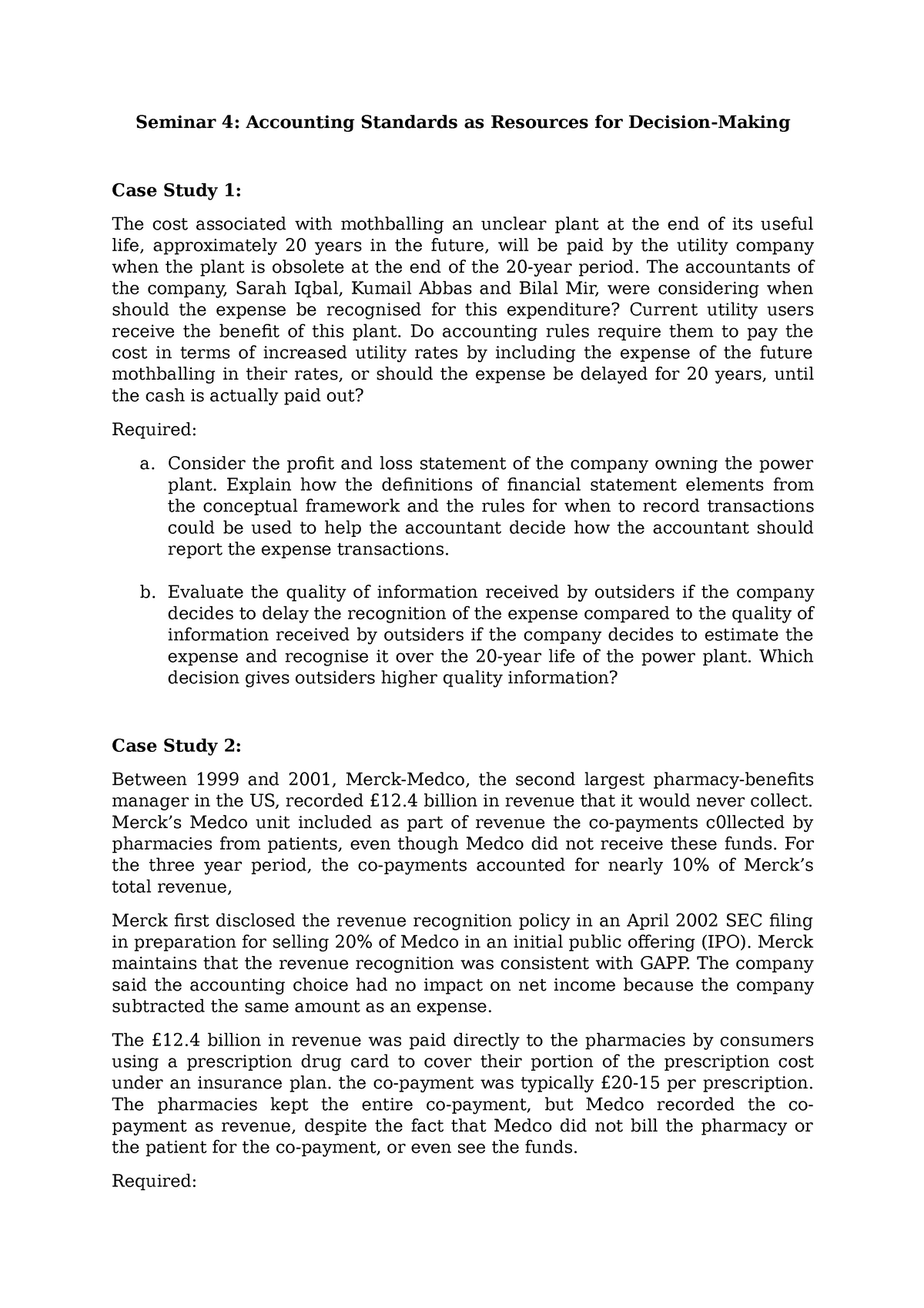 case study on accounting standards