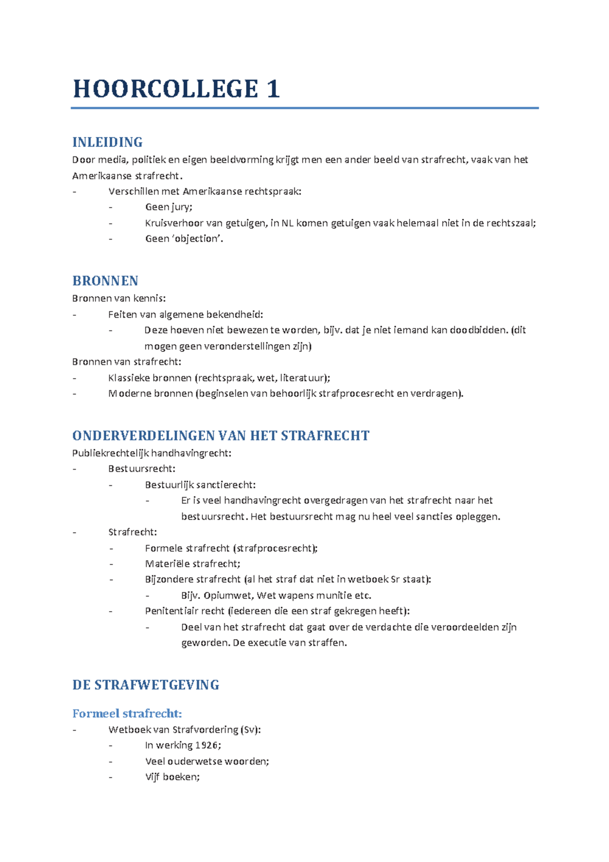 Aantekeningen Strafrecht En Strafprocesrecht, College 1 T/m 4 + 7 ...