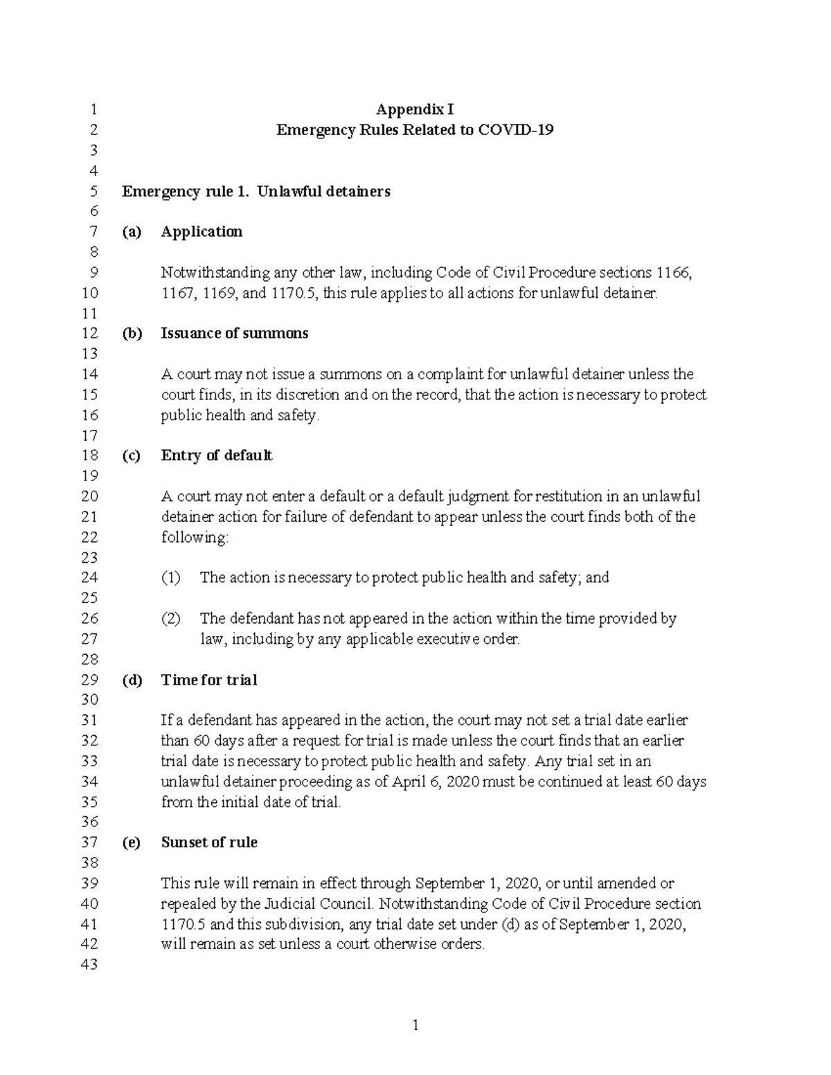 Appendix-i - adsadasd - 1 Appendix I 2 Emergency Rules Related to COVID ...