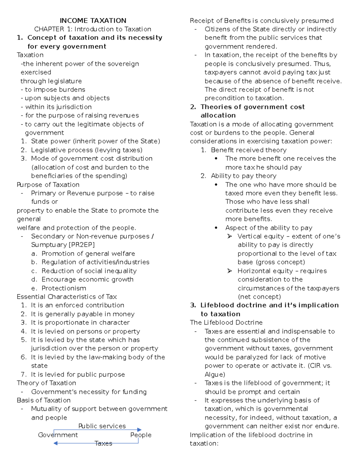 Income Taxation - Lecture Notes 1 - INCOME TAXATION CHAPTER 1 ...