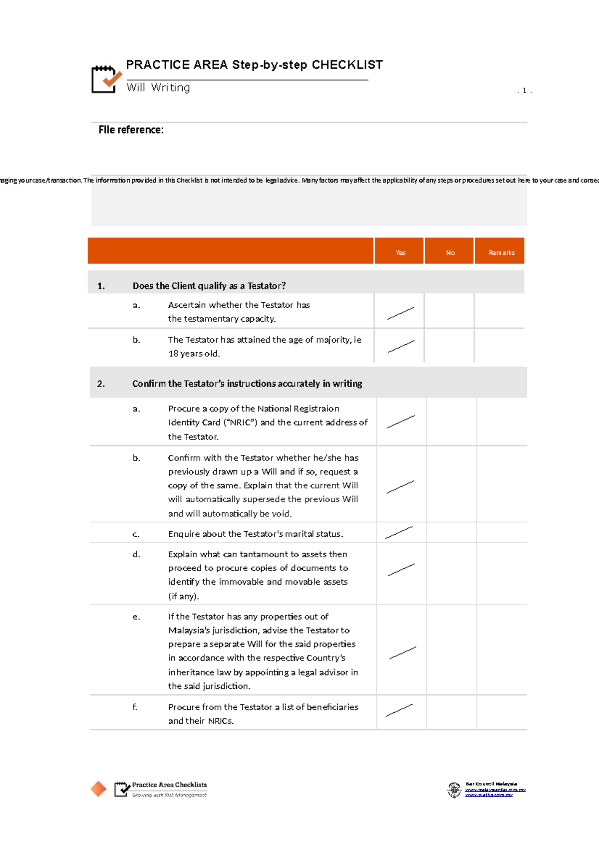 WILL INSTRUCTIONS CHECKLIST visual data 5