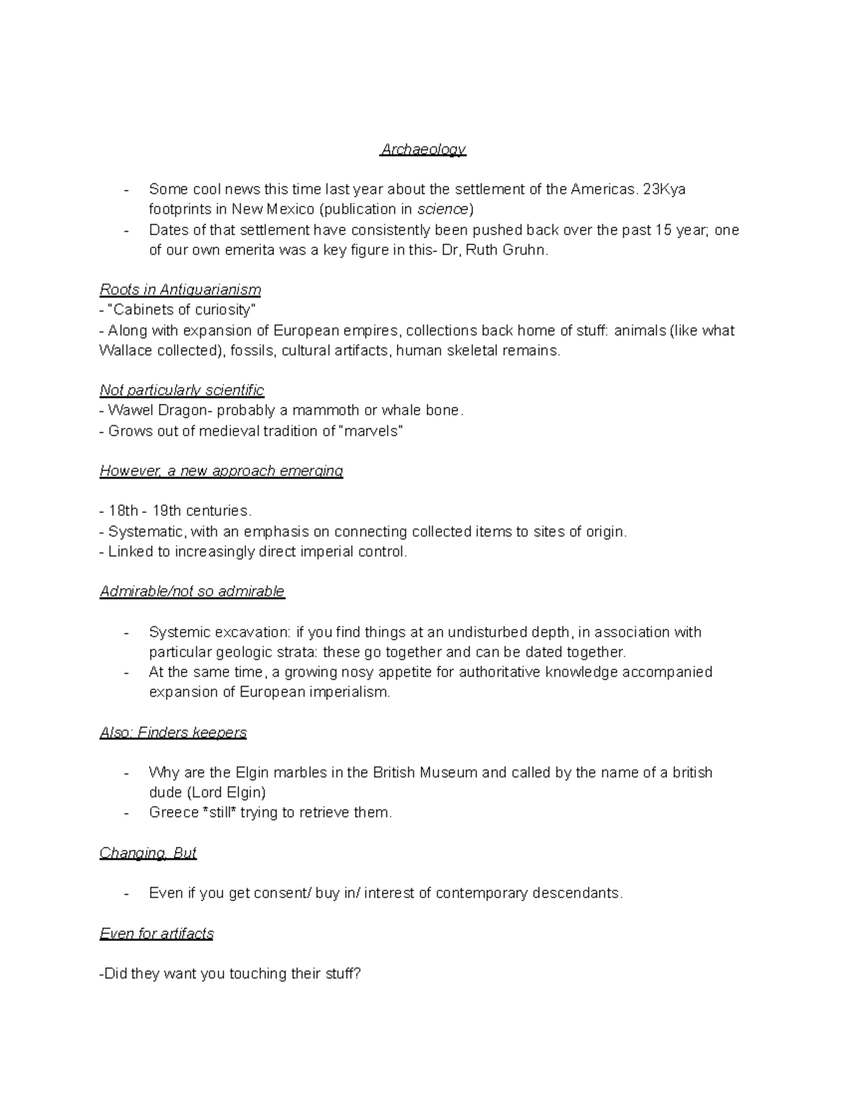 Anthro 101 chap 2 notes - slide show note - Archaeology Some cool news ...