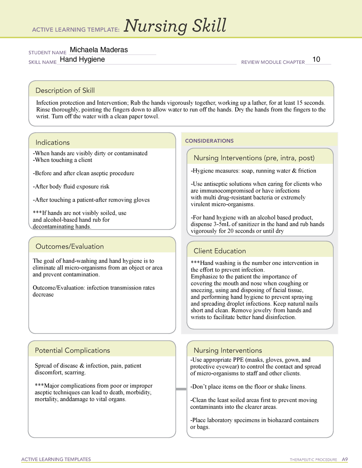 Hand Hygiene ATI active learning template: Nursing skill ACTIVE