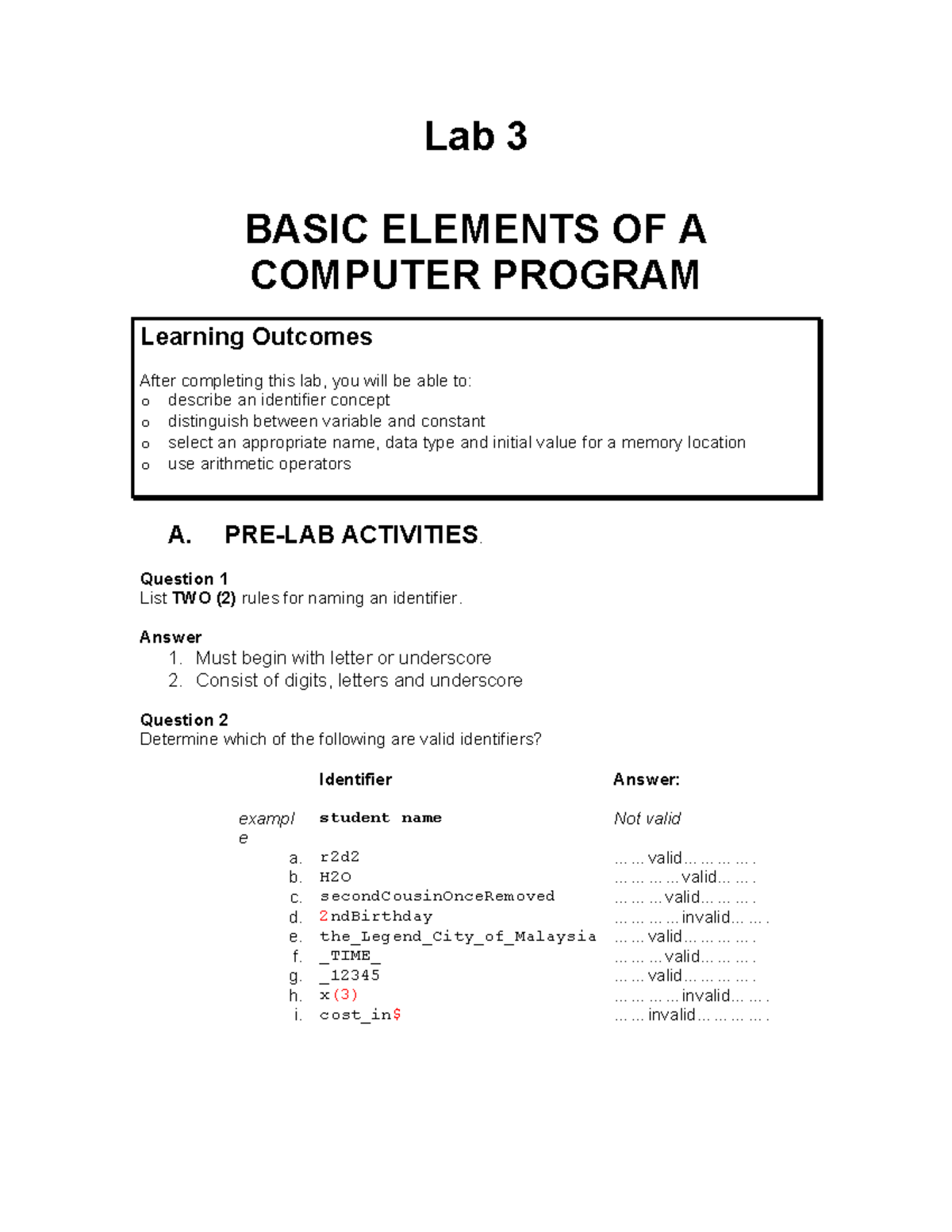 Lab 3 - Basic Elements - tuto - Lab 3 BASIC ELEMENTS OF A COMPUTER ...