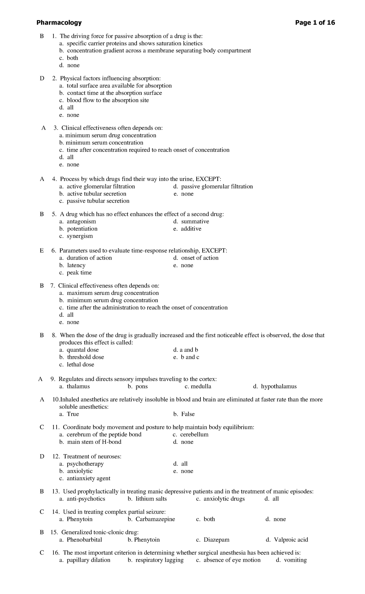 Pharmacology - green - …wmjiwihnwnhu - B 1. The driving force for ...