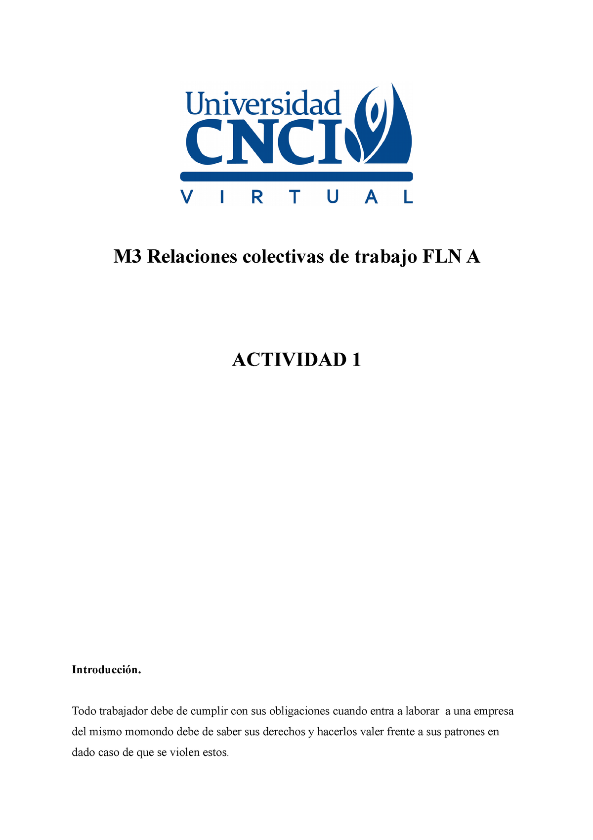 M3 Relaciones Colectivas De Trabajo FLN A - M3 Relaciones Colectivas De ...