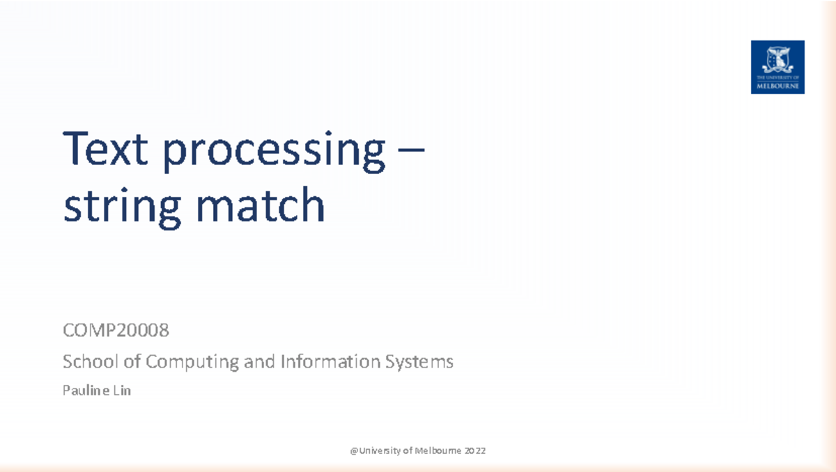 3 Unstructured Data - Lectures Slide Notes From Sem 1 - Text Processing ...