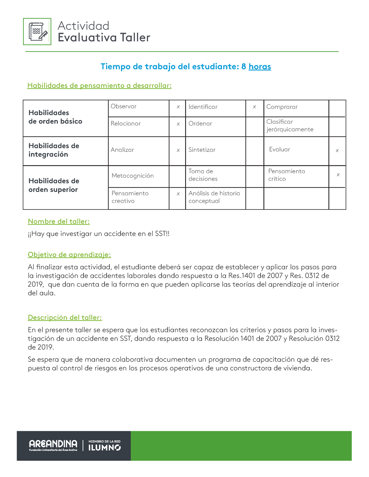 Actividad Eje 4 SG Y SST - Eje 4 Sg Sst - Actividad Evaluativa Taller ...