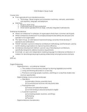 Quiz 2 Study Guide S302 - S302 Quiz 2 Study Guide Digital Enterprises ...