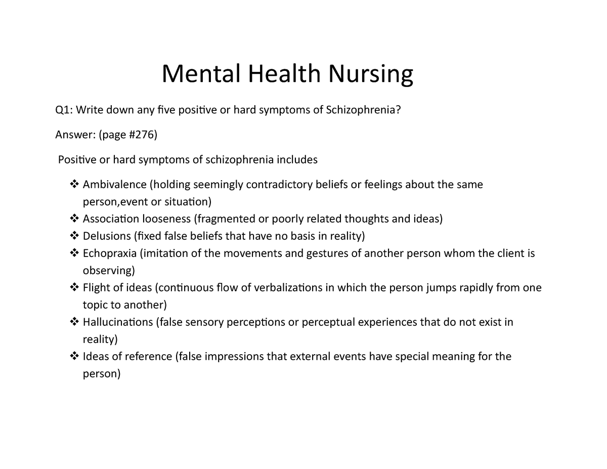 research questions for mental health nursing