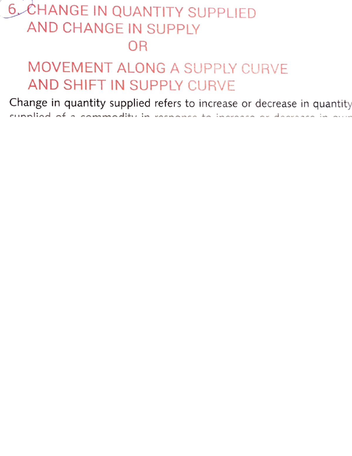 Change IN Quantity AND Supply 6 CHANGE IN QUANTITY SUPPLIED AND