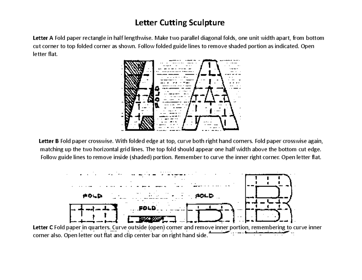 LetterCuttingSculpture Letter A Fold paper rectangle in half