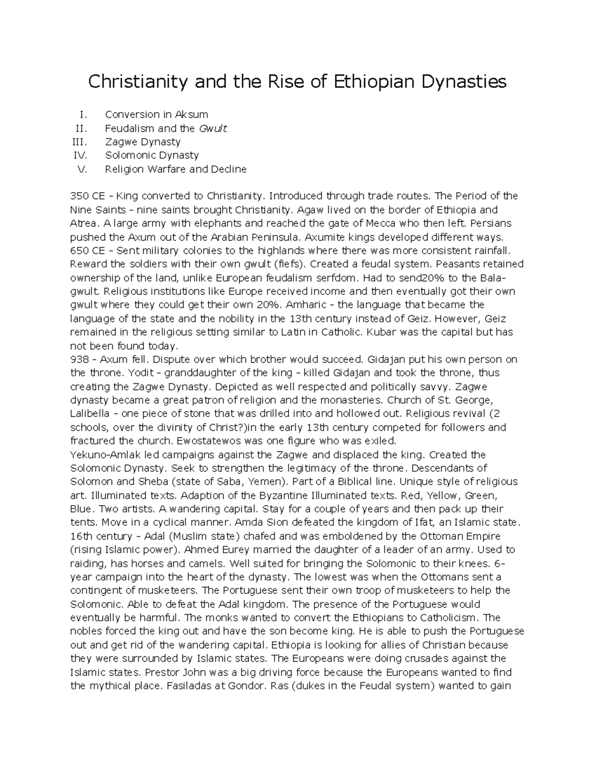 Christianity and the Rise of Ethiopian Dynasties Conversion in Aksum