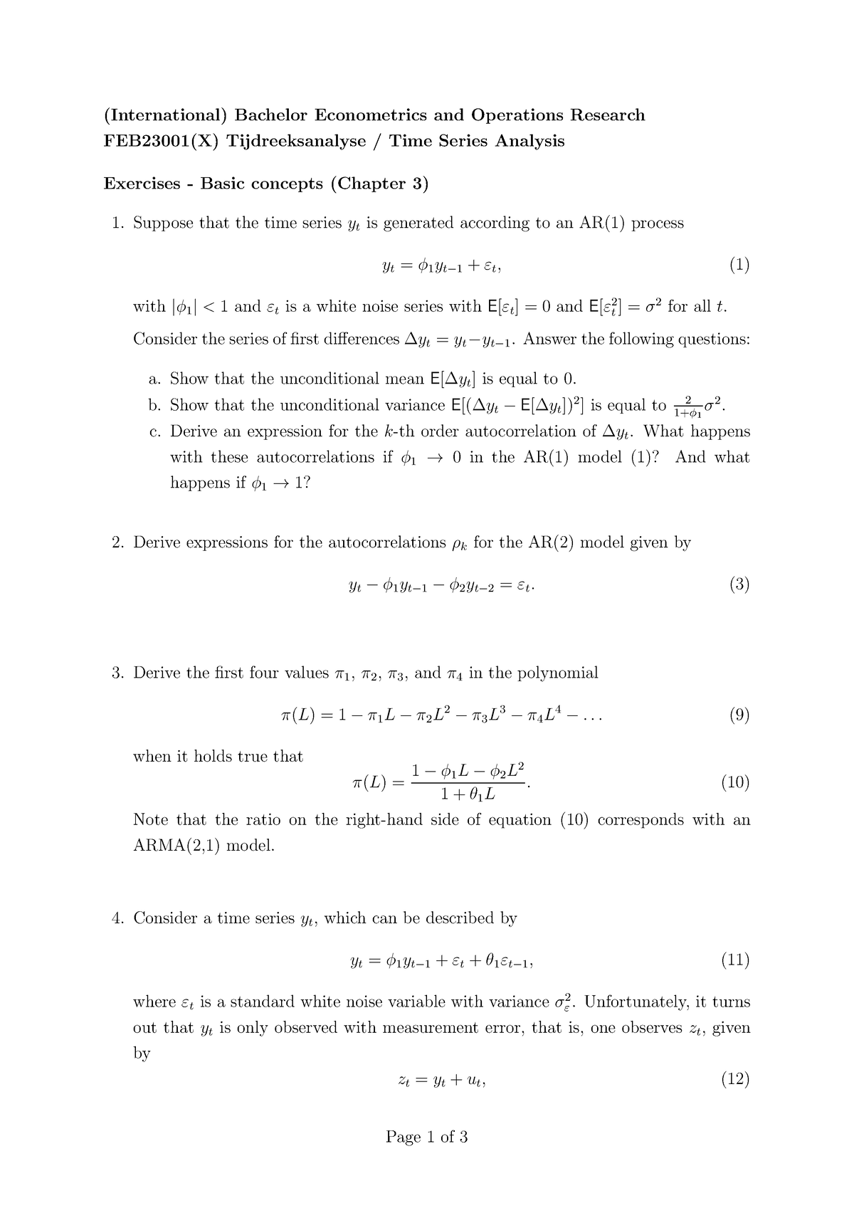 Exercises 1 - (International) Bachelor Econometrics and Operations ...