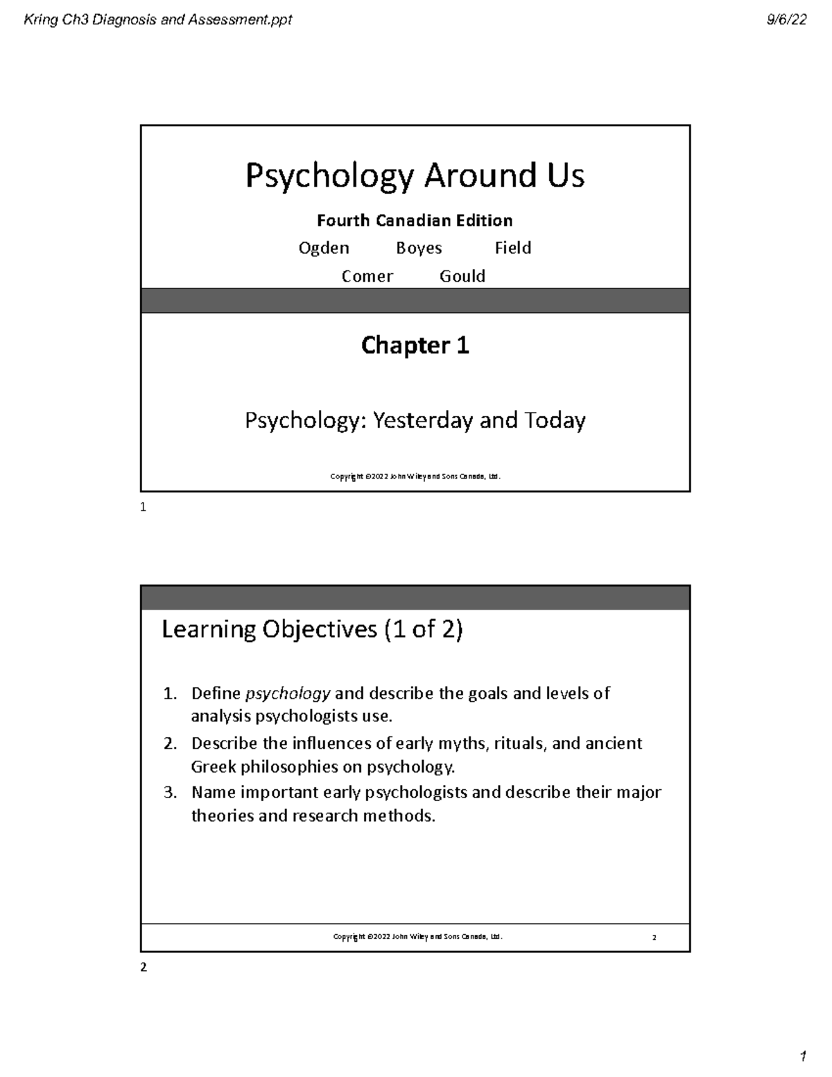 Chapter 1 Psychology Around Us - Psychology Around Us Fourth Canadian ...