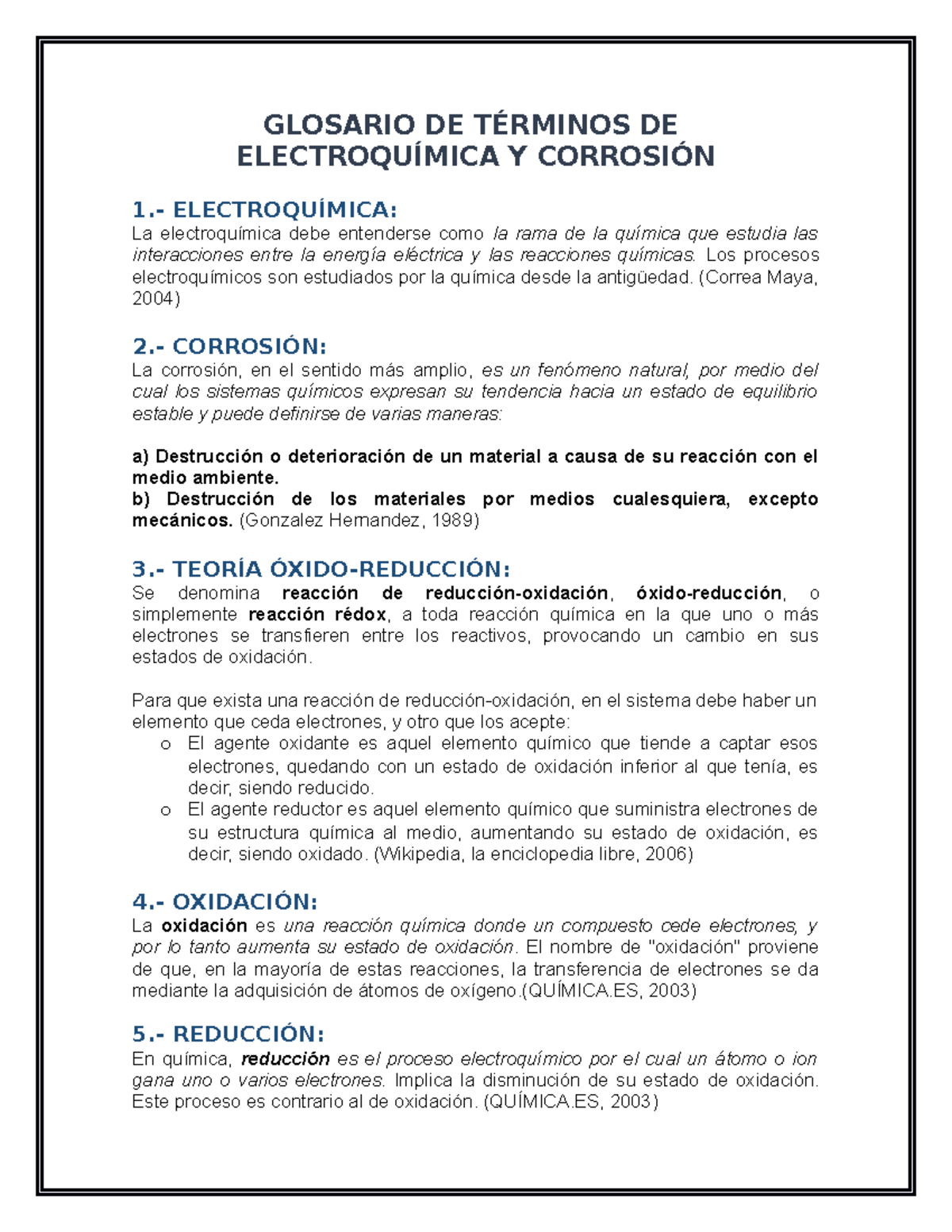 Electroquímica- Conceptos - GLOSARIO DE TÉRMINOS DE ELECTROQUÍMICA Y ...