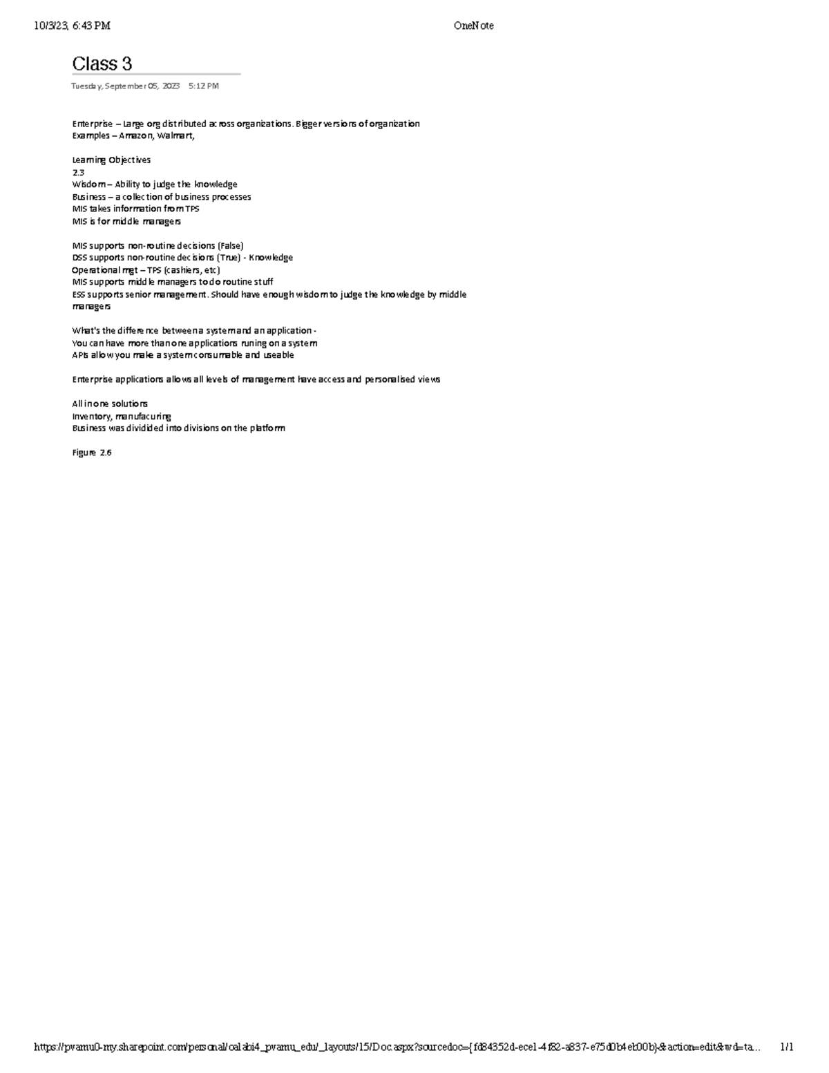 IRM Class 3 - note - 10/3/23, 6:43 PM OneNote - Studocu