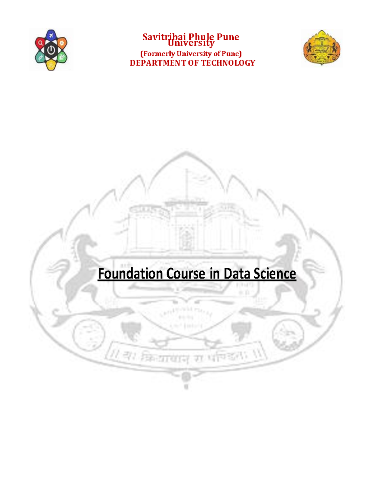 Foundation Course in Data Science - University (Formerly University of ...