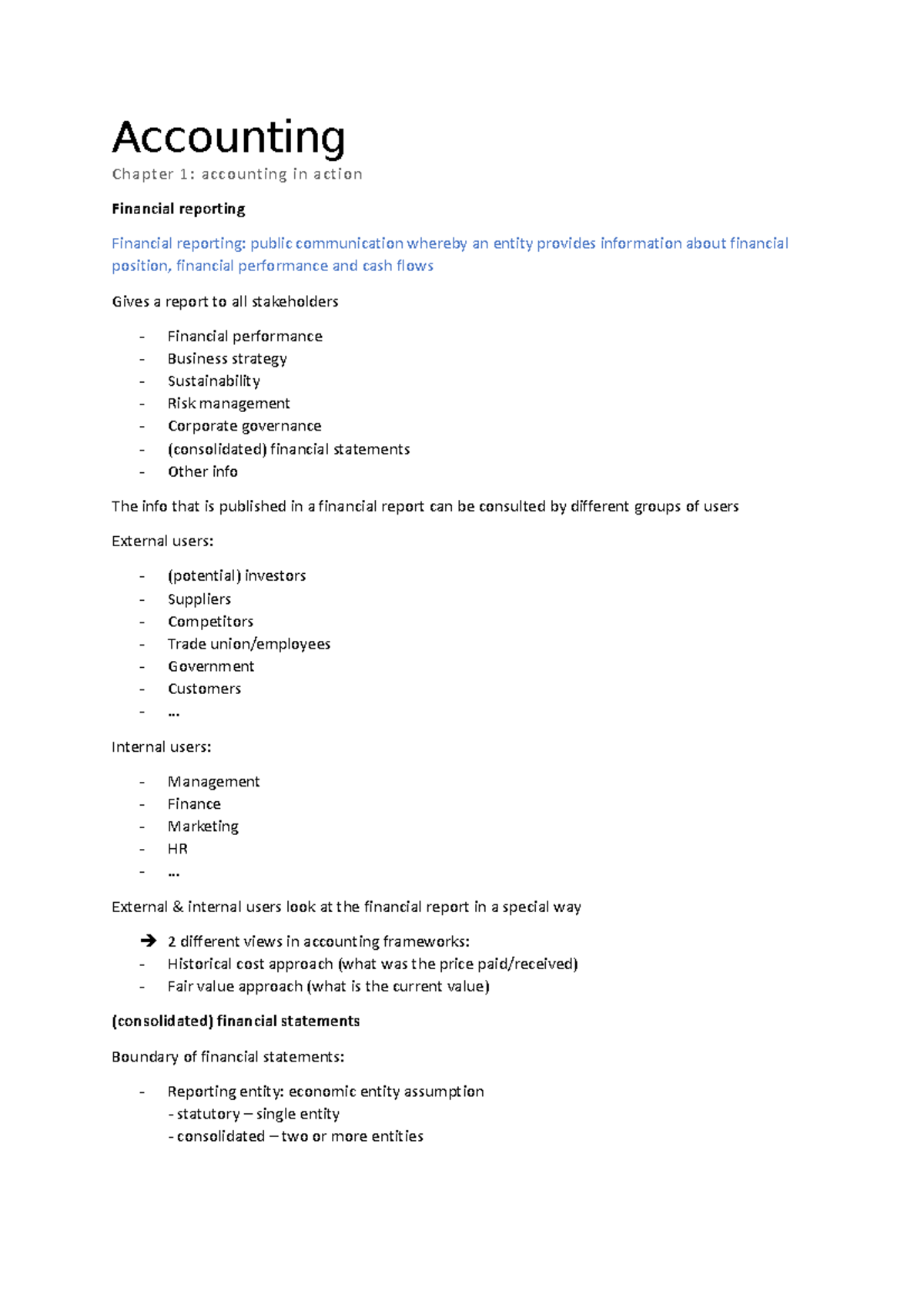 Accounting Accounting Chapter 1 accounting in action Financial