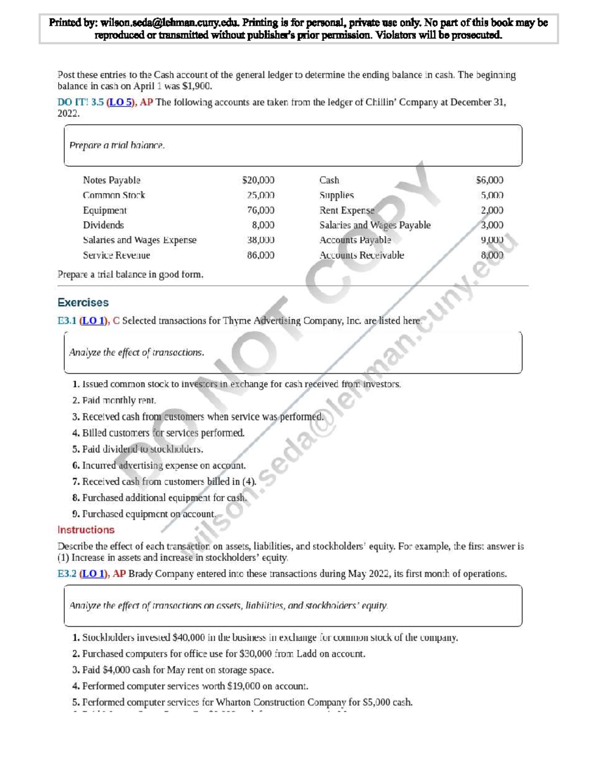 C 3 Text Ex - This are problems to do in classwork, could be used for a ...