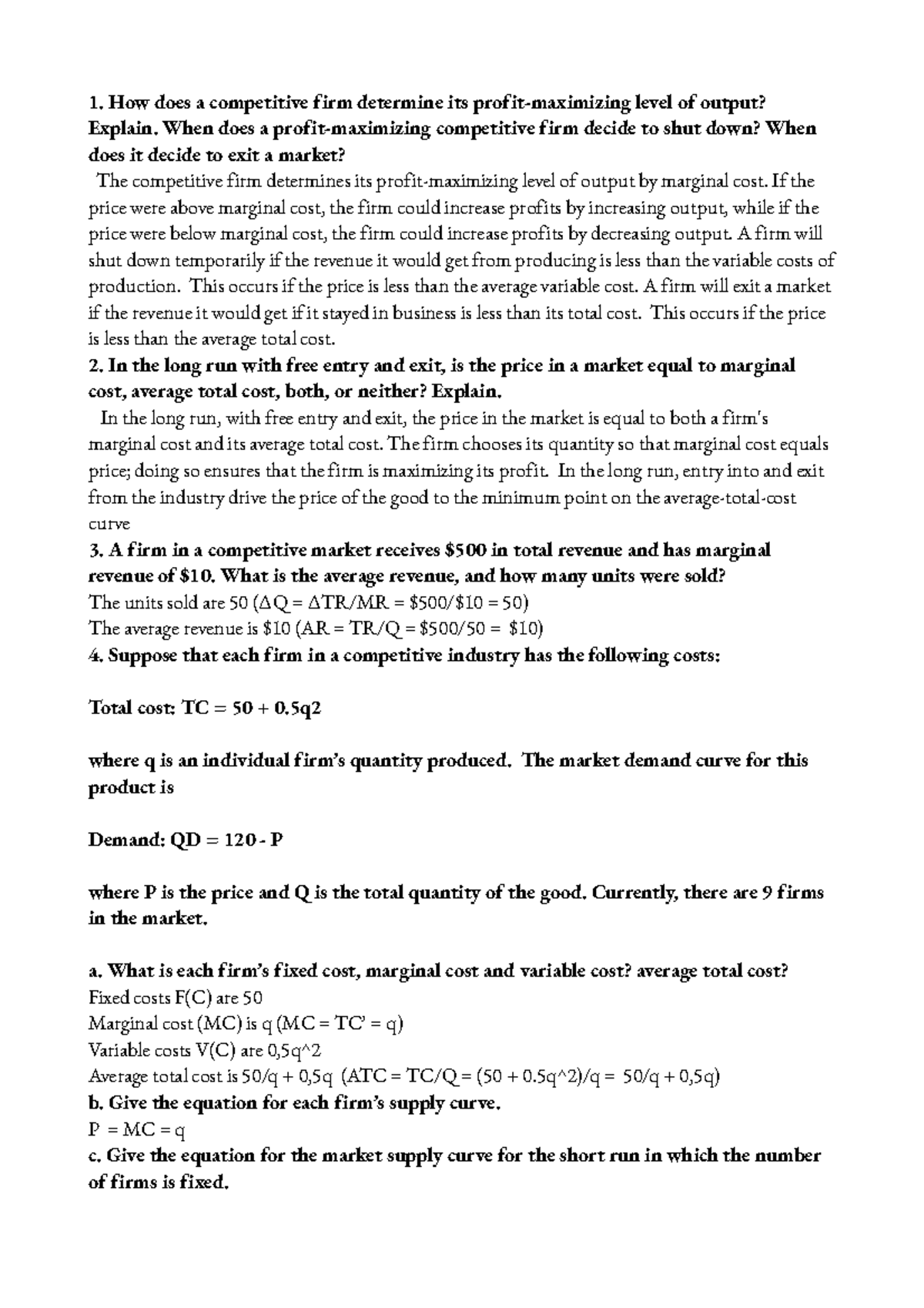 Homework 7 - How does a competitive firm determine its profit ...