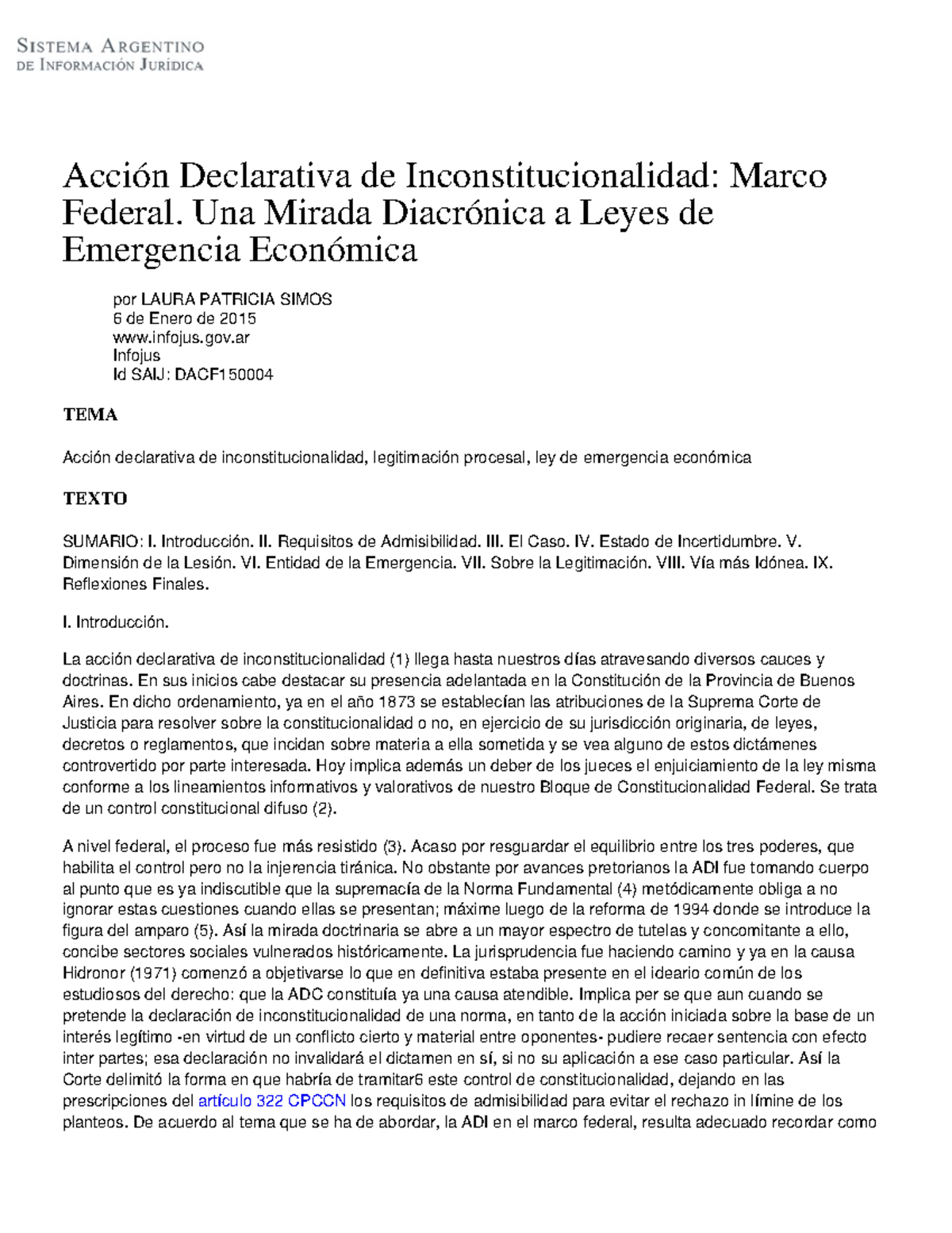 Acción Declarativa De Inconstitucionalidad Marco Federal. Una Mirada ...