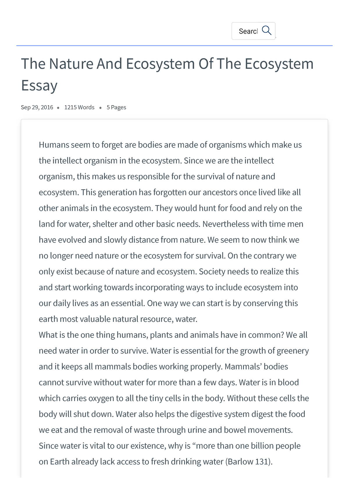 essay definition of ecosystem