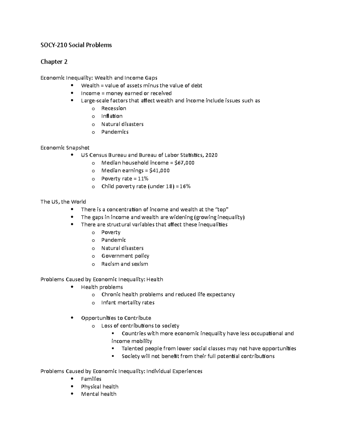 SOCY-210 Chapter 2 - Lecture notes 5-10 - SOCY-210 Social Problems ...