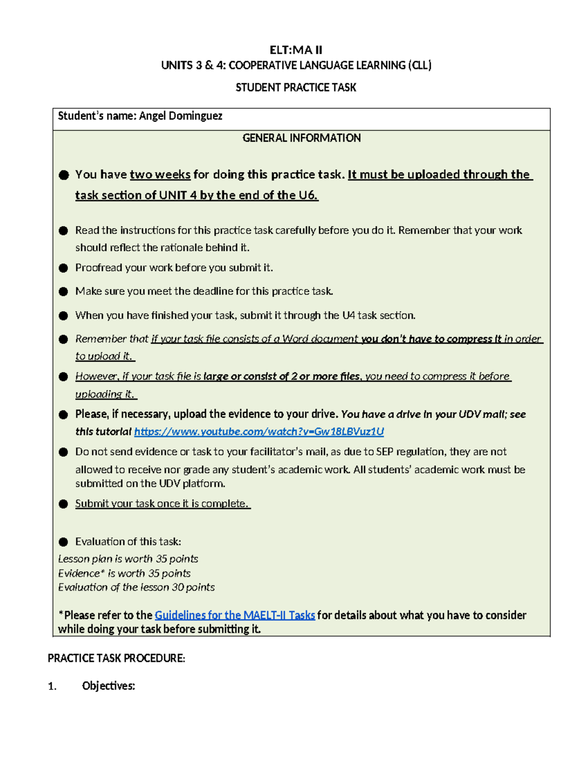 U3&U4 Maelt-II Practice Task - ELT:MA II UNITS 3 & 4: COOPERATIVE ...