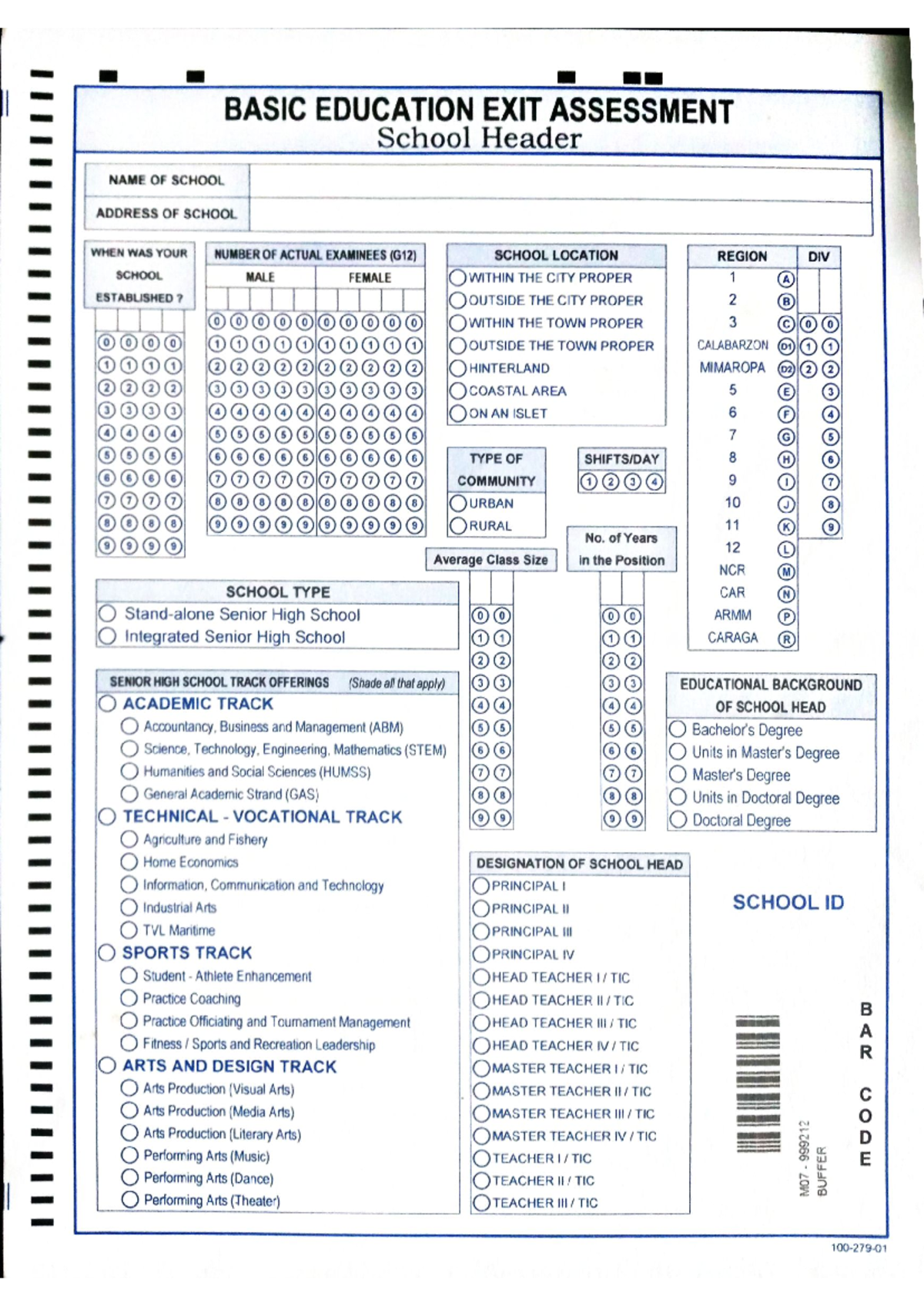 School-Header-a - NCAE - BASIC EDUCATION EXIT ASSESSMENT School Header ...