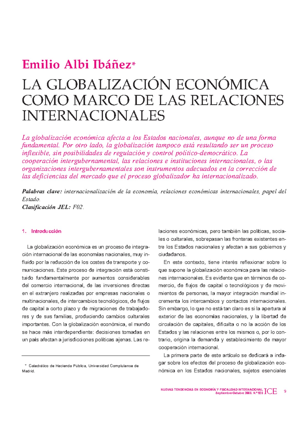 12-globalizaci¢n Econ¢mica - Emilio Albi Ibáñez * LA GLOBALIZACIÓN ...