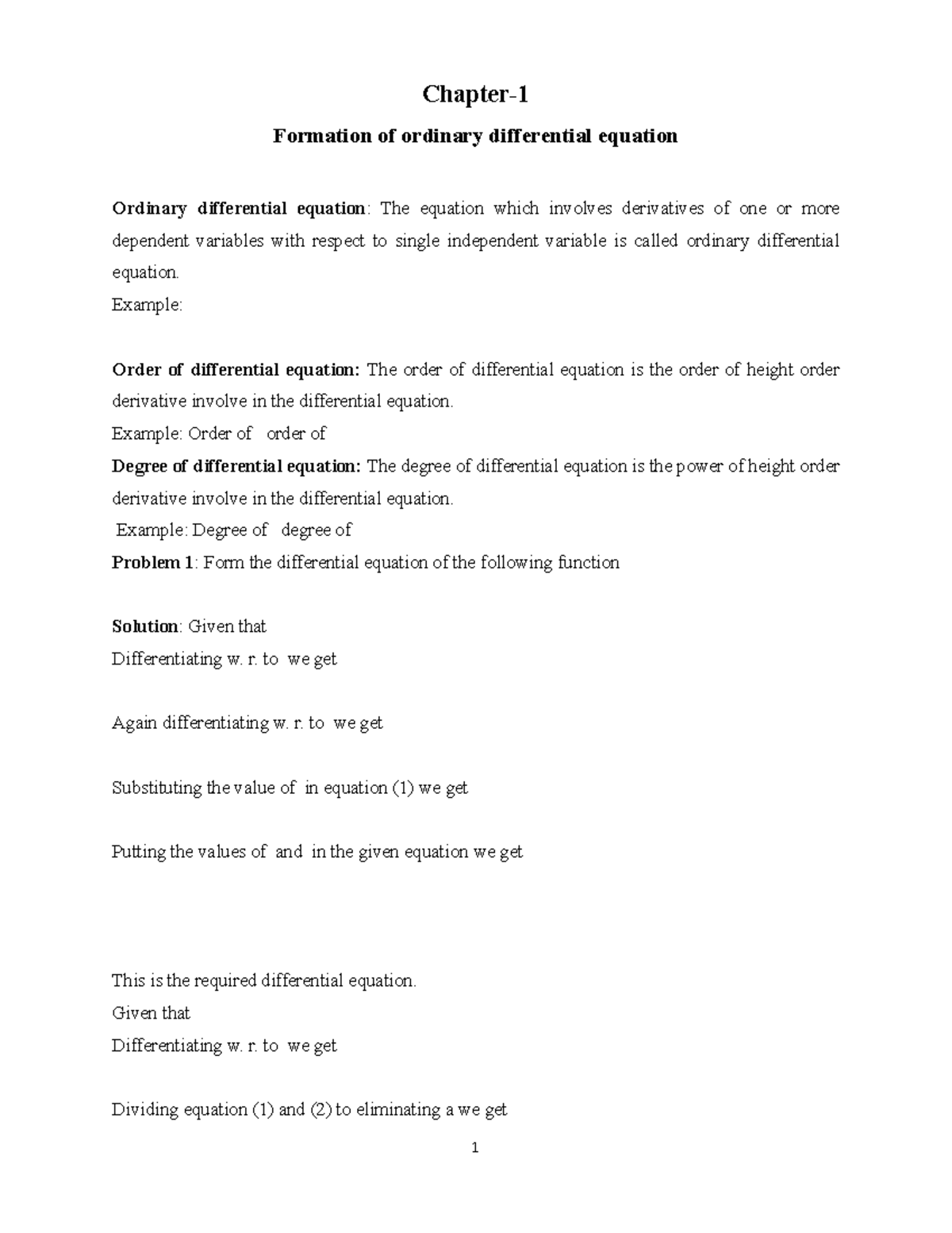 Differential Equations URP - Chapter- Formation of ordinary ...