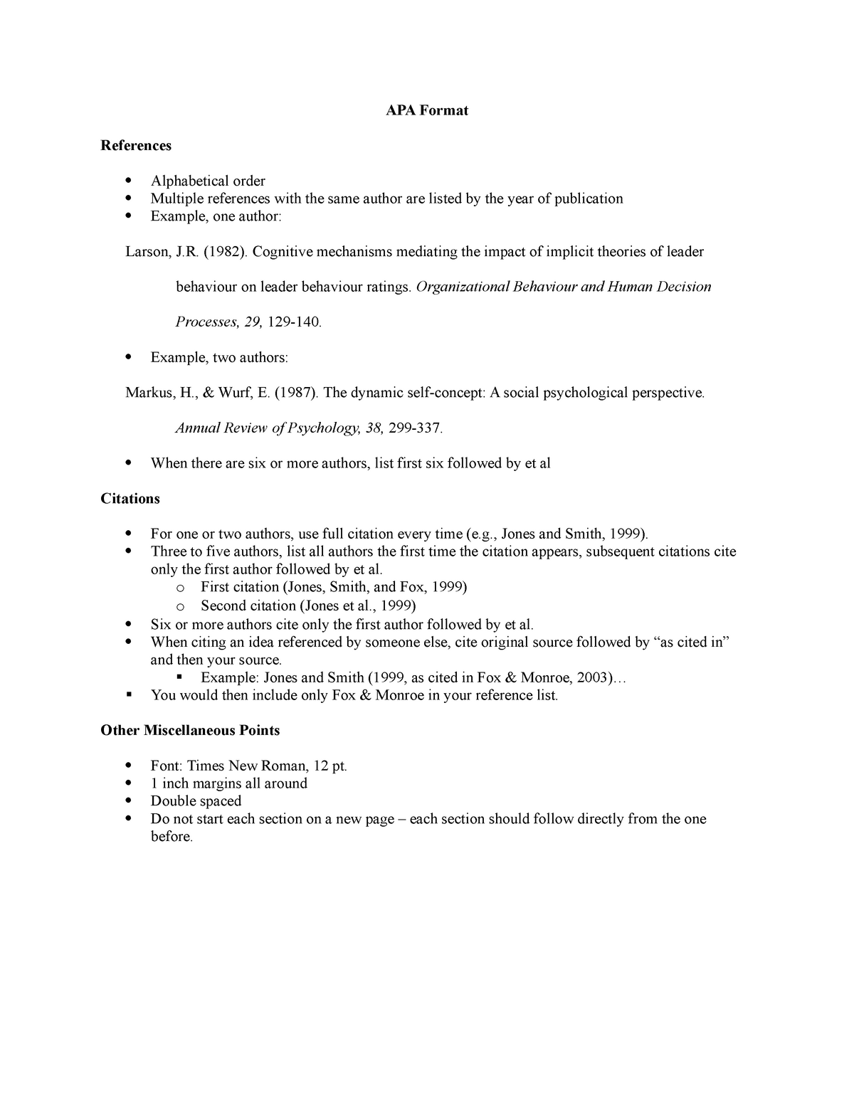 Apa Format Handout Apa Format References Alphabetical Order Multiple References With The Same 7576