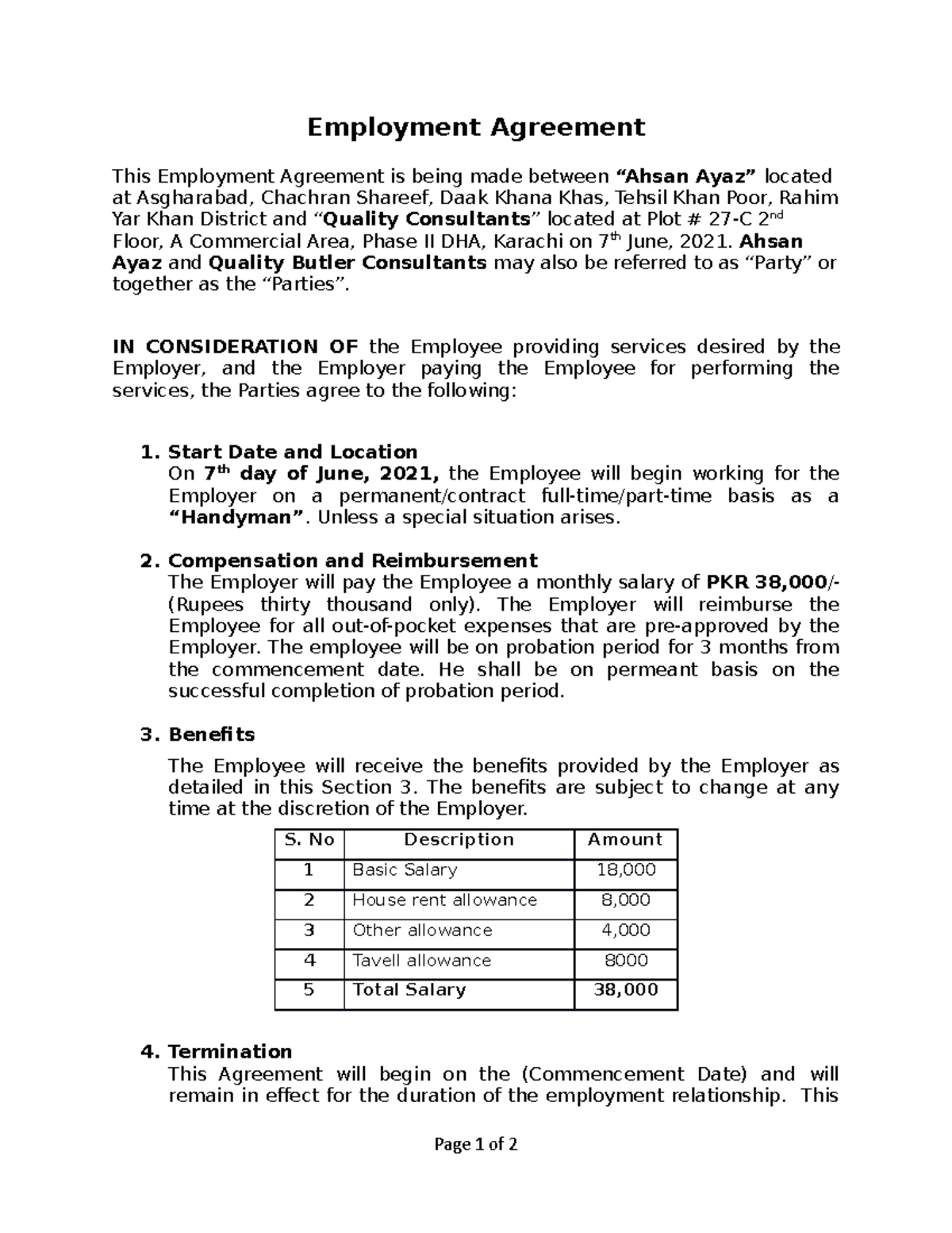 Cooperate Employment-contract - Template - Employment Agreement This ...