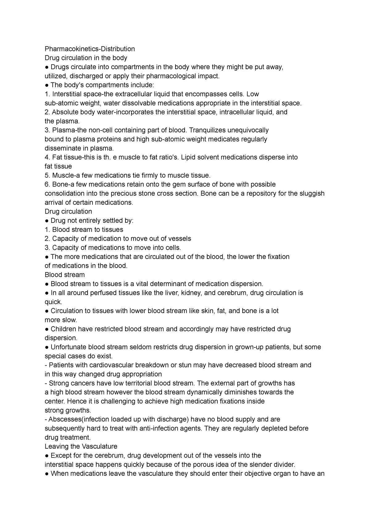 Pharmacokinetics distribution summary - BIO 375 - Studocu