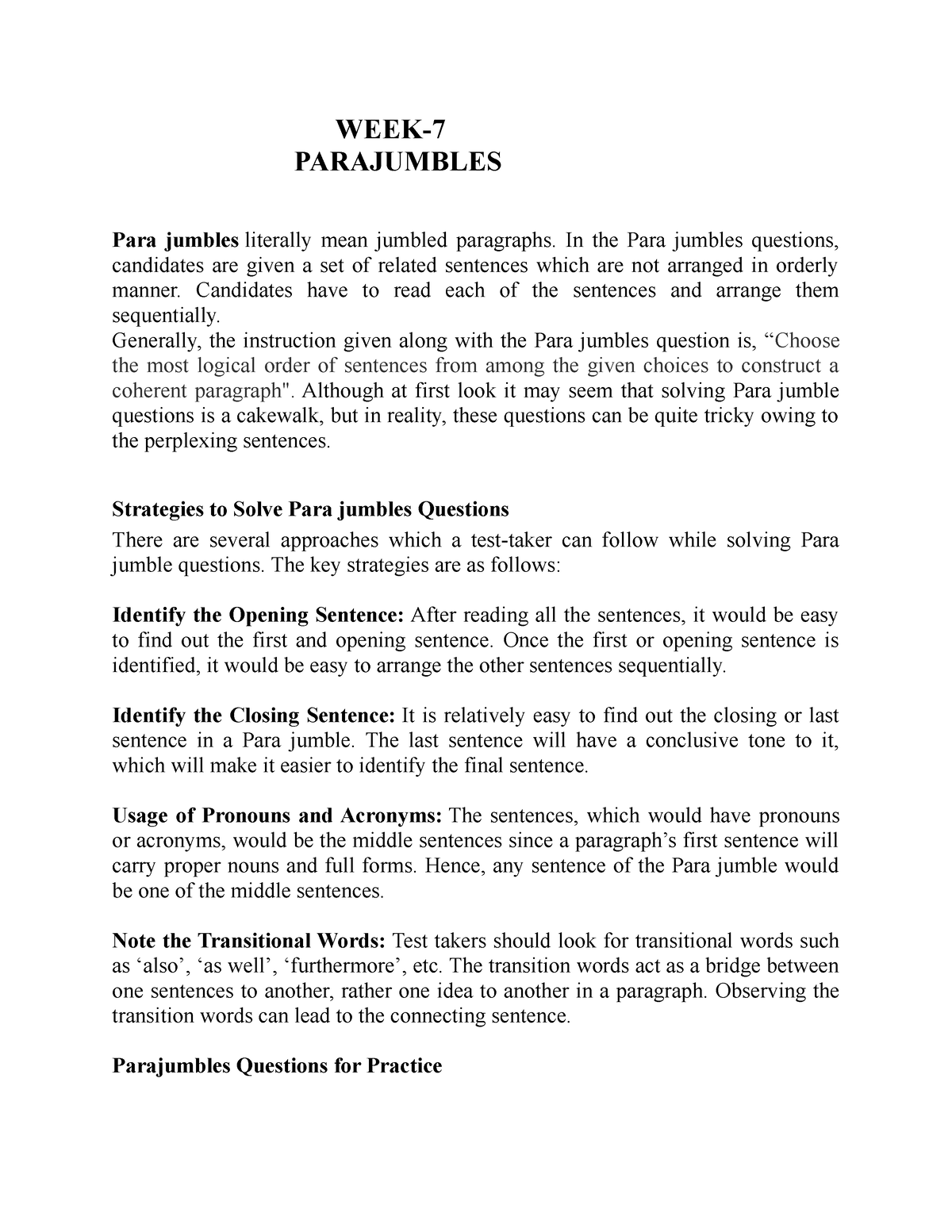 Parajumblesweek 7professionalenglish - WEEK- PARAJUMBLES Para Jumbles ...