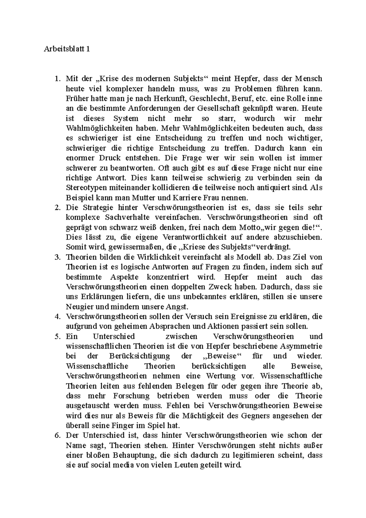 Arbeitsblatt 1 Politische Theorie Arbeitsblatt 1 Mit der ,,Krise des