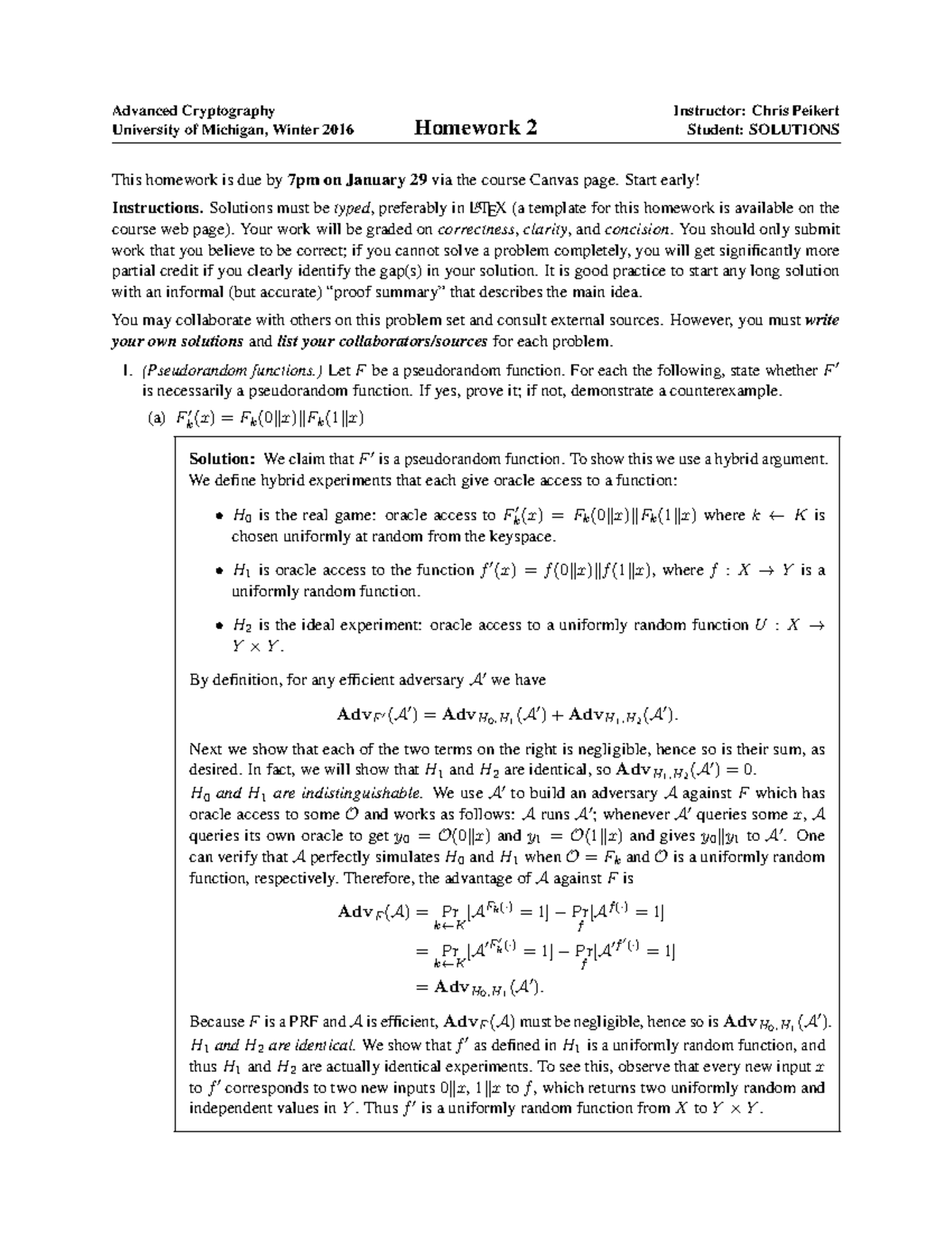 Hw2solutions - Homework Solution - University Of Michigan, Winter 2016 ...