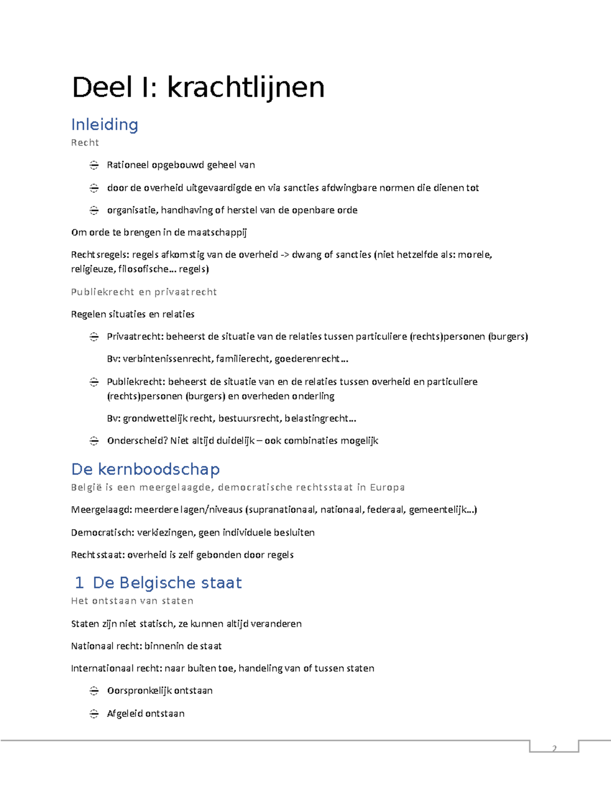 Belgisch Publiekrecht Samenvatting - Deel I: Krachtlijnen Inleiding ...