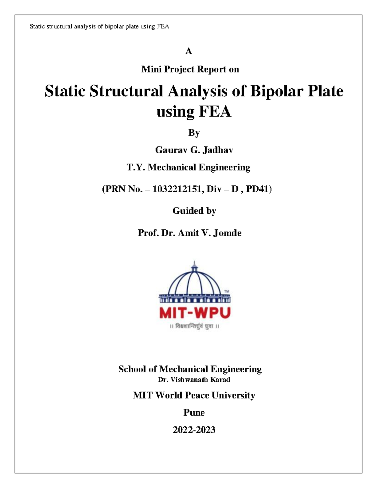 PD41 (1032212151) MINI project report - A Mini Project Report on Static ...