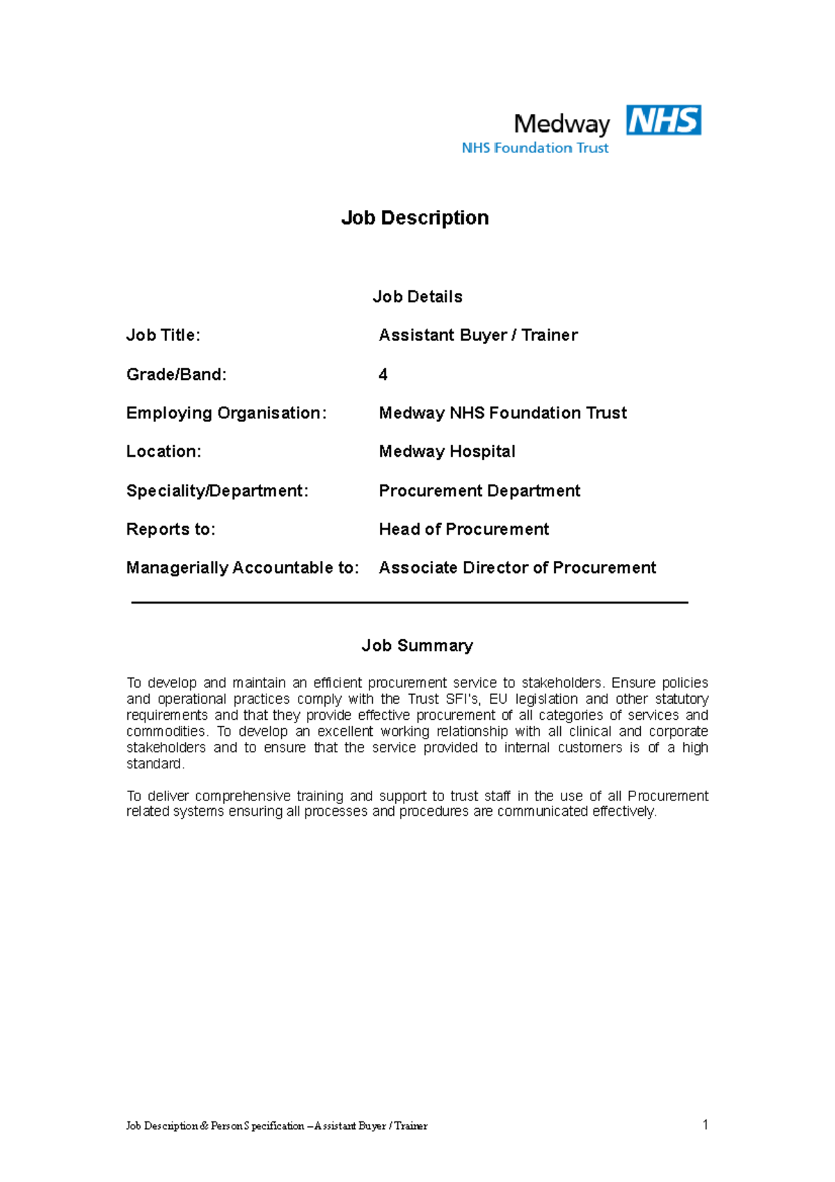 Assistant Buyer Job Description