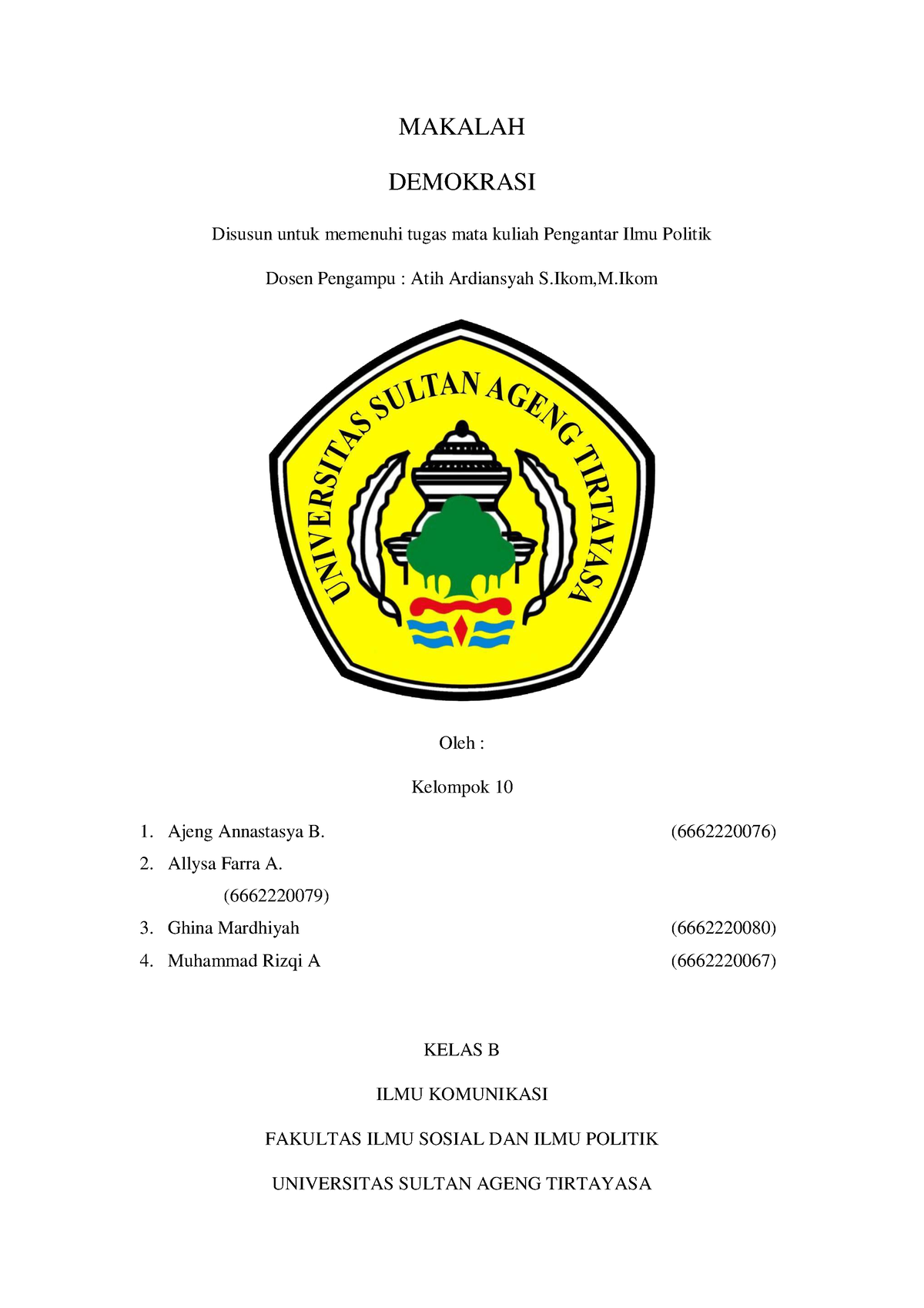 Makalah Demokrasi - MAKALAH DEMOKRASI Disusun Untuk Memenuhi Tugas Mata ...