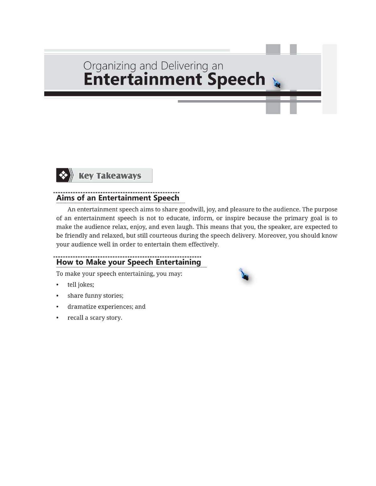 entertainment speech meaning brainly