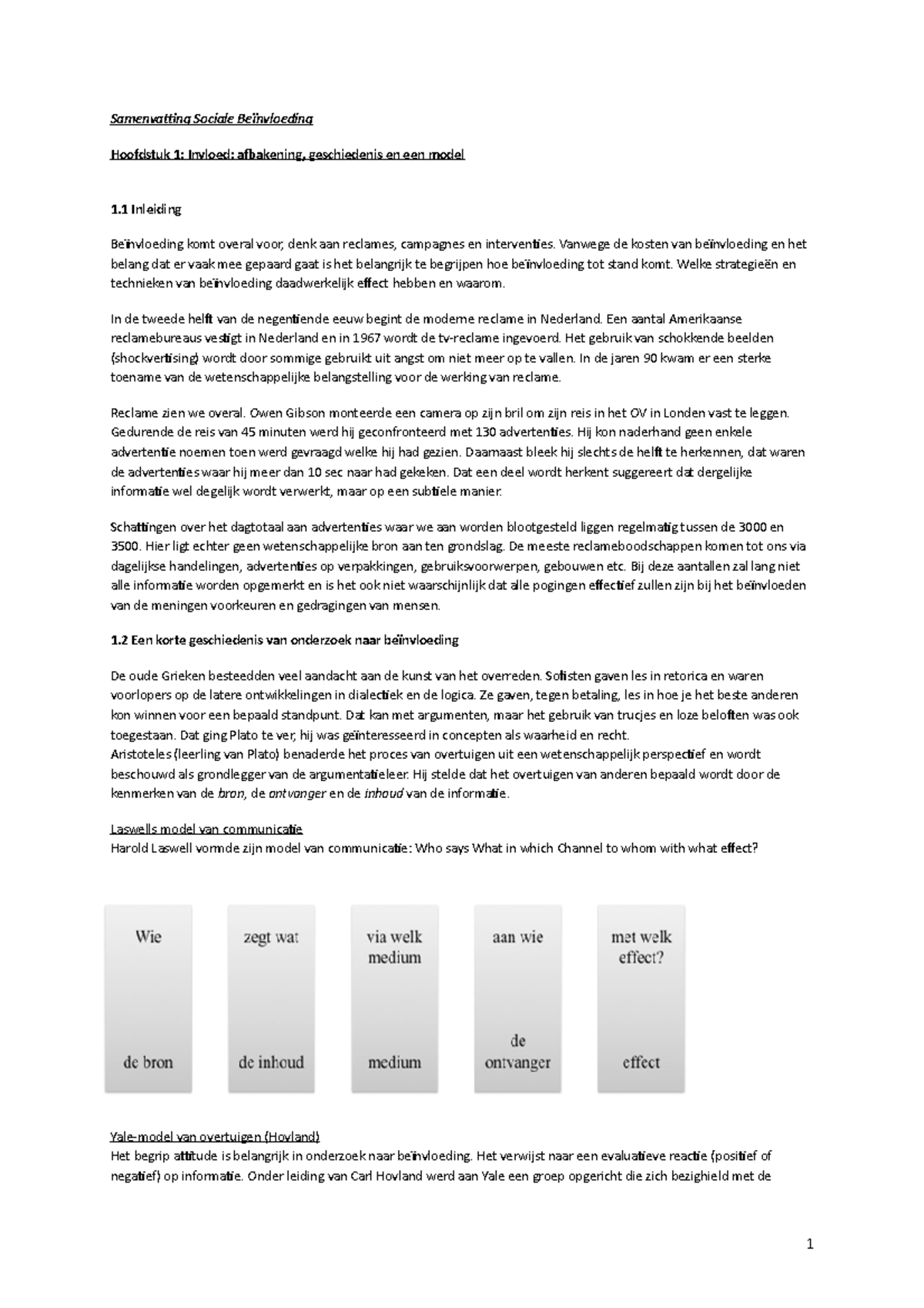 Sv Sociale Beinvloeding H1 - 12 - Samenvatting Sociale Beïnvloeding ...