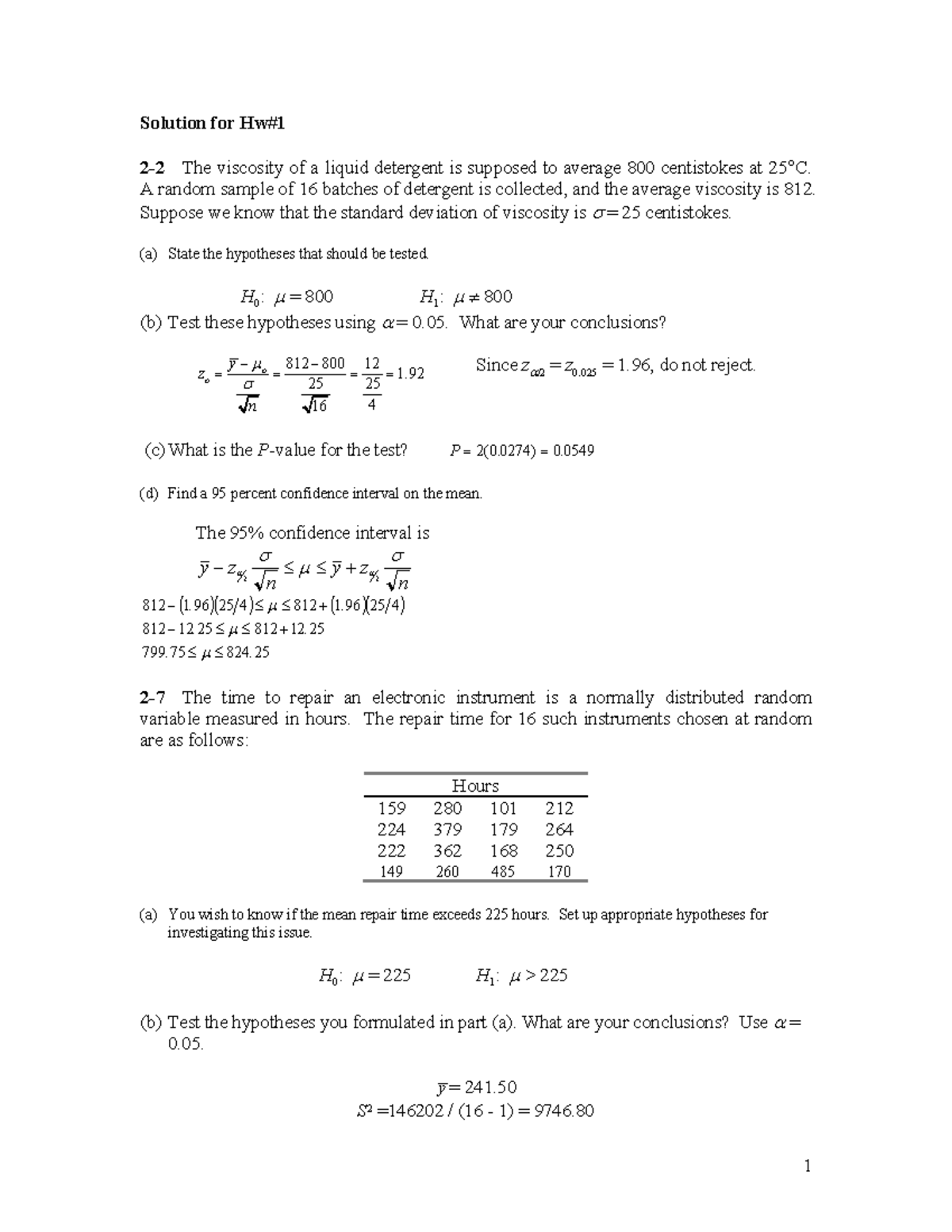 Hw1solu Homework solution written by hand 1 Solution for Hw 22