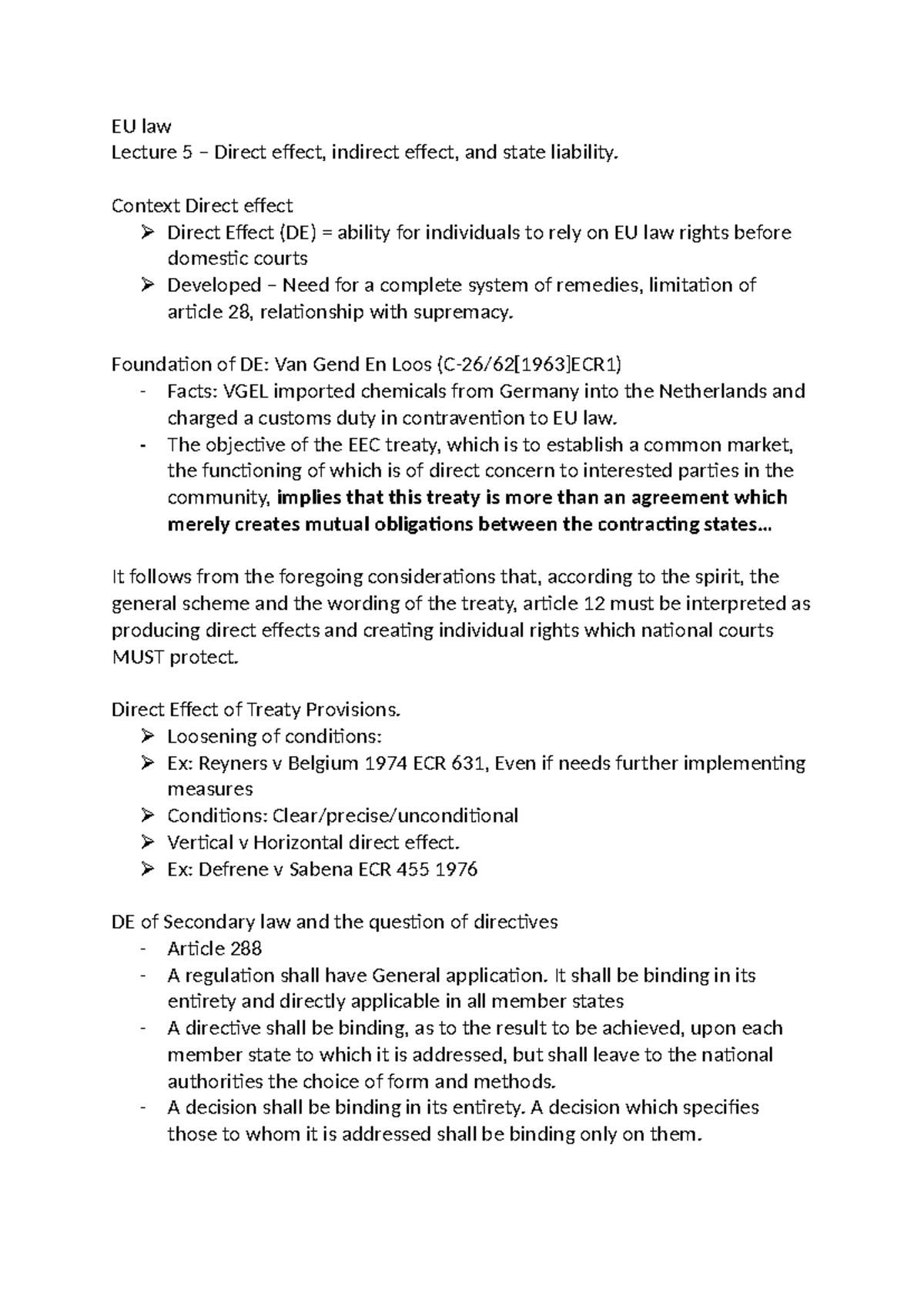 Lecture 5 - Direct effect, Indirect effect, and state liability - EU ...