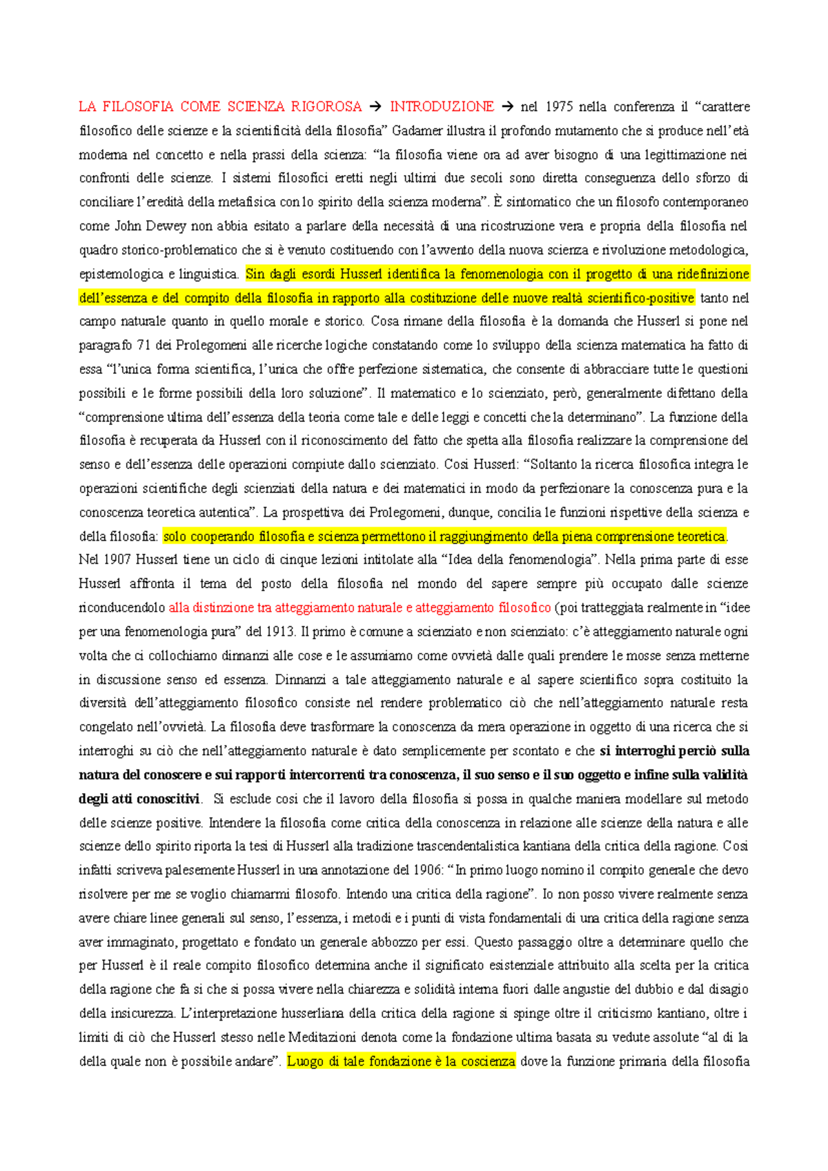 LA Filosofia COME Scienza Rigorosa LA FILOSOFIA COME SCIENZA RIGOROSA